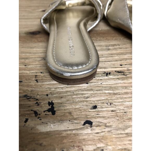Veronica Beard Sandals 7M Gold Salton Knot Slide Shoes Slip Ons Flats - Picture 11 of 11